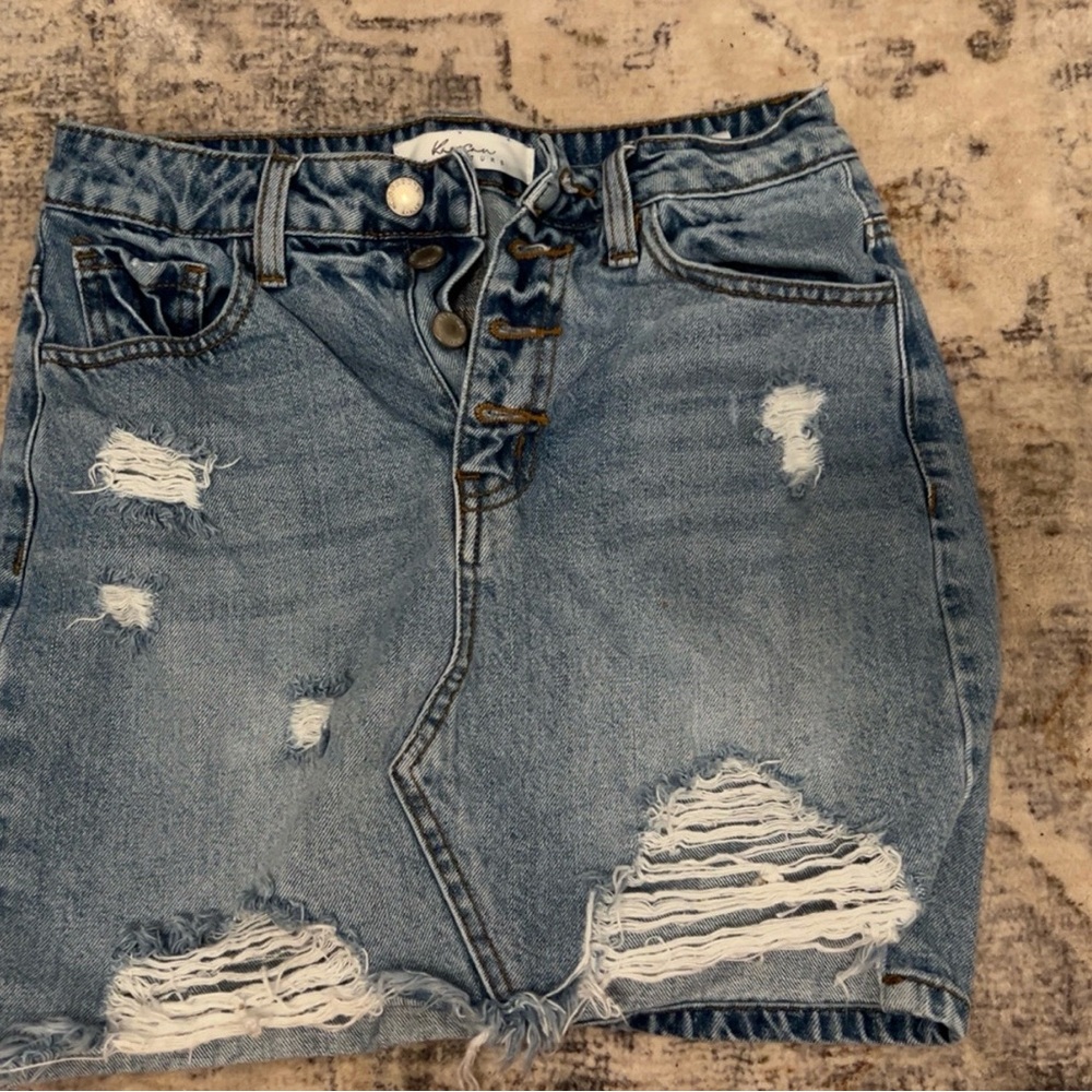 Distressed Denim Skirt